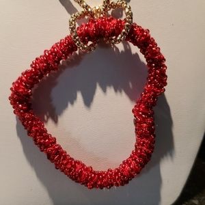 5/$22 NWOT Red bead heart long necklace